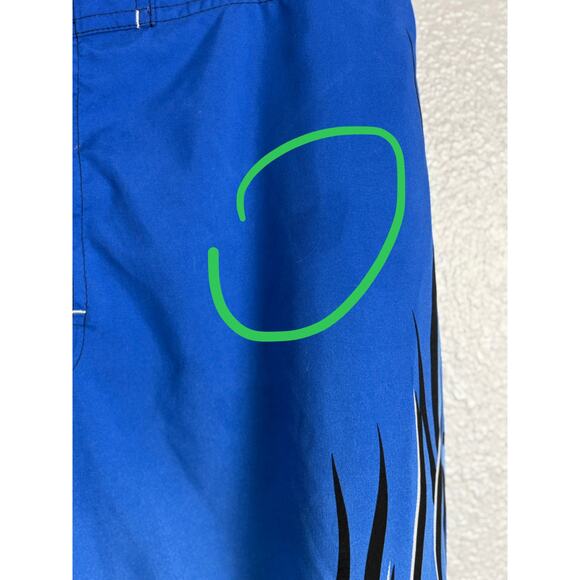 No Boundaries 2010s Size 36 Blue Black Flame Print Polyester Men’s Swimtrunks - Picture 7 of 14